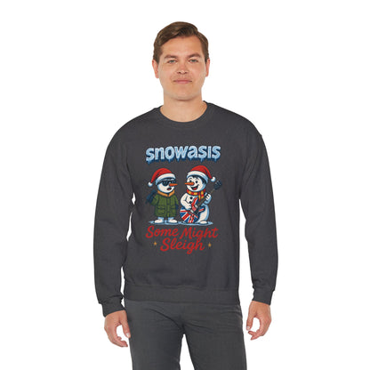 Snowasis Some Might Sleigh Men's Christmas Sweatshirt, Funny Rock Holiday Sweater