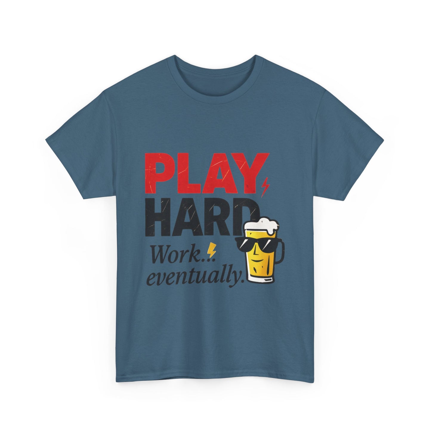 Play Hard Mens Heavy Cotton Tee, Perfect for Beer Lovers, Casual Hangouts, Parties, Gifts, and Relaxed Days
