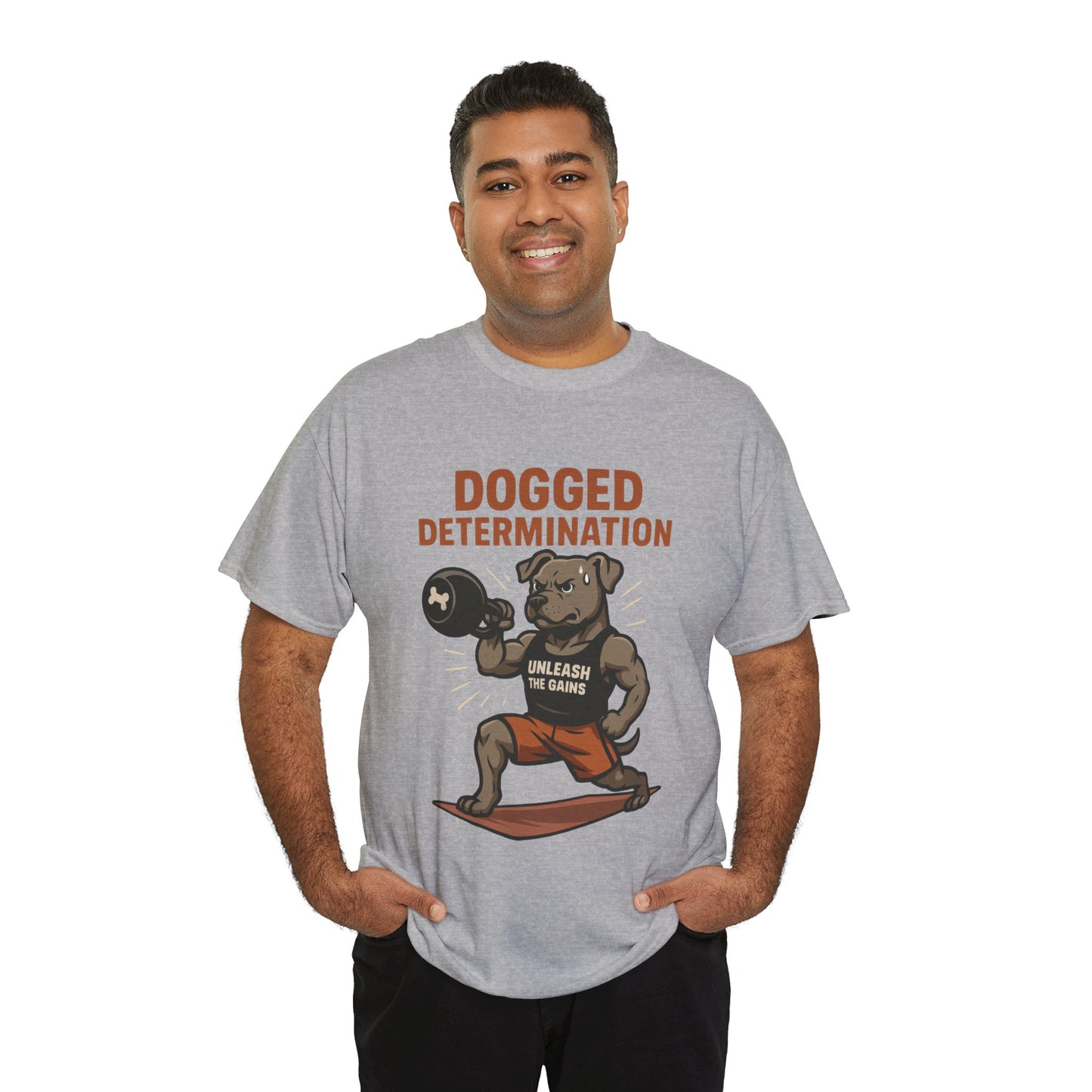 Funny Gym Dog T-Shirt for Men, Workout Bulldog Graphic Tee, Fitness Motivation Shirt, Dog Lover Gift, Dogged Determination Gym Tee