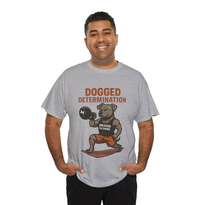 Funny Gym Dog T-Shirt for Men, Workout Bulldog Graphic Tee, Fitness Motivation Shirt, Dog Lover Gift, Dogged Determination Gym Tee