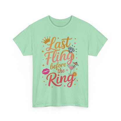 Last Fling Before the Ring T-Shirt, Bachelorette Party Tee, Bridesmaid Wedding Tee, Hen Party Matching Top, Bridal Shower, Bridesmaids Gift