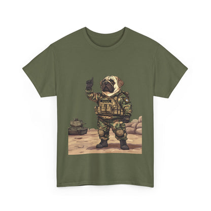 Cute Army Bulldog Tee, Funny Dog Army Pug Men's Heavy Cotton Tee, Pet Lovers Gift, Military Humor Clothing, Dog Dad T-Shirt