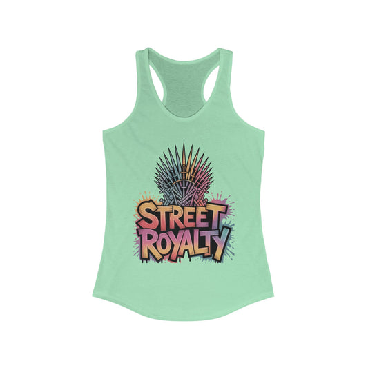 Women's Ideal Racerback Tank, Street Royalty Women's Tank Top, Graffiti Crown Graphic Shirt, Urban Streetwear Sleeveless Skater Girl Top