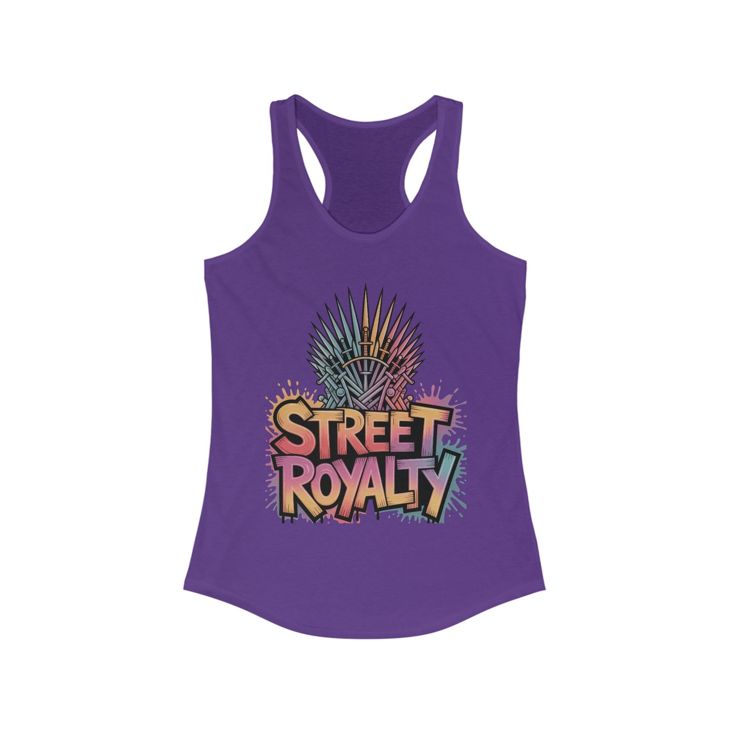 Women's Ideal Racerback Tank, Street Royalty Women's Tank Top, Graffiti Crown Graphic Shirt, Urban Streetwear Sleeveless Skater Girl Top
