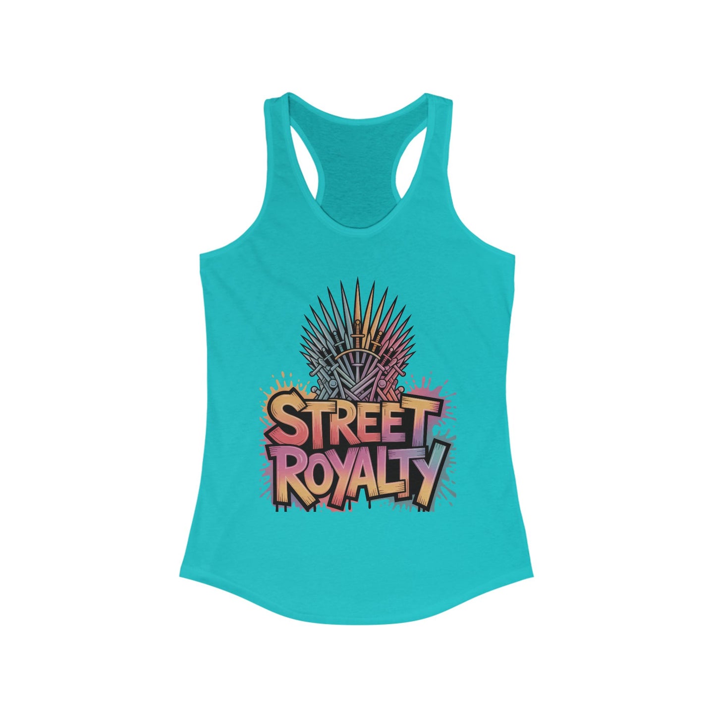 Women's Ideal Racerback Tank, Street Royalty Women's Tank Top, Graffiti Crown Graphic Shirt, Urban Streetwear Sleeveless Skater Girl Top