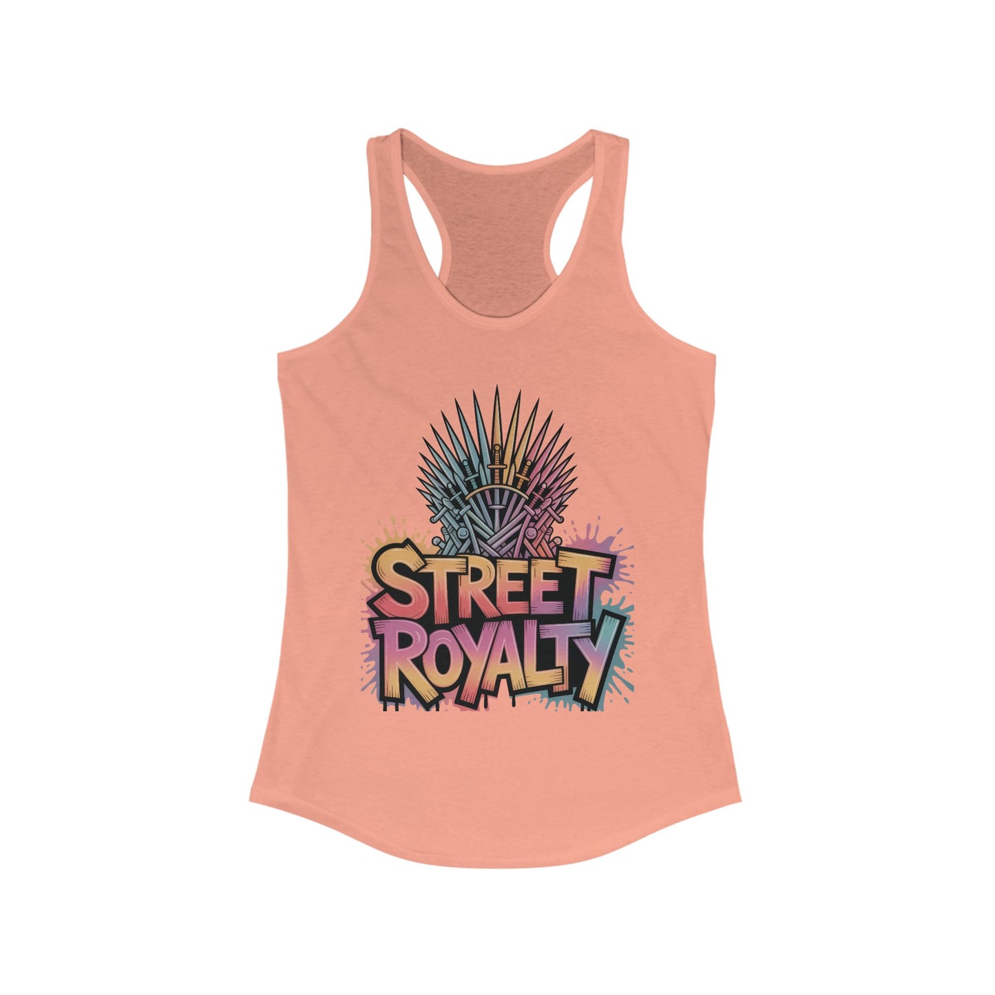 Women's Ideal Racerback Tank, Street Royalty Women's Tank Top, Graffiti Crown Graphic Shirt, Urban Streetwear Sleeveless Skater Girl Top