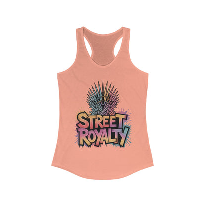 Women's Ideal Racerback Tank, Street Royalty Women's Tank Top, Graffiti Crown Graphic Shirt, Urban Streetwear Sleeveless Skater Girl Top