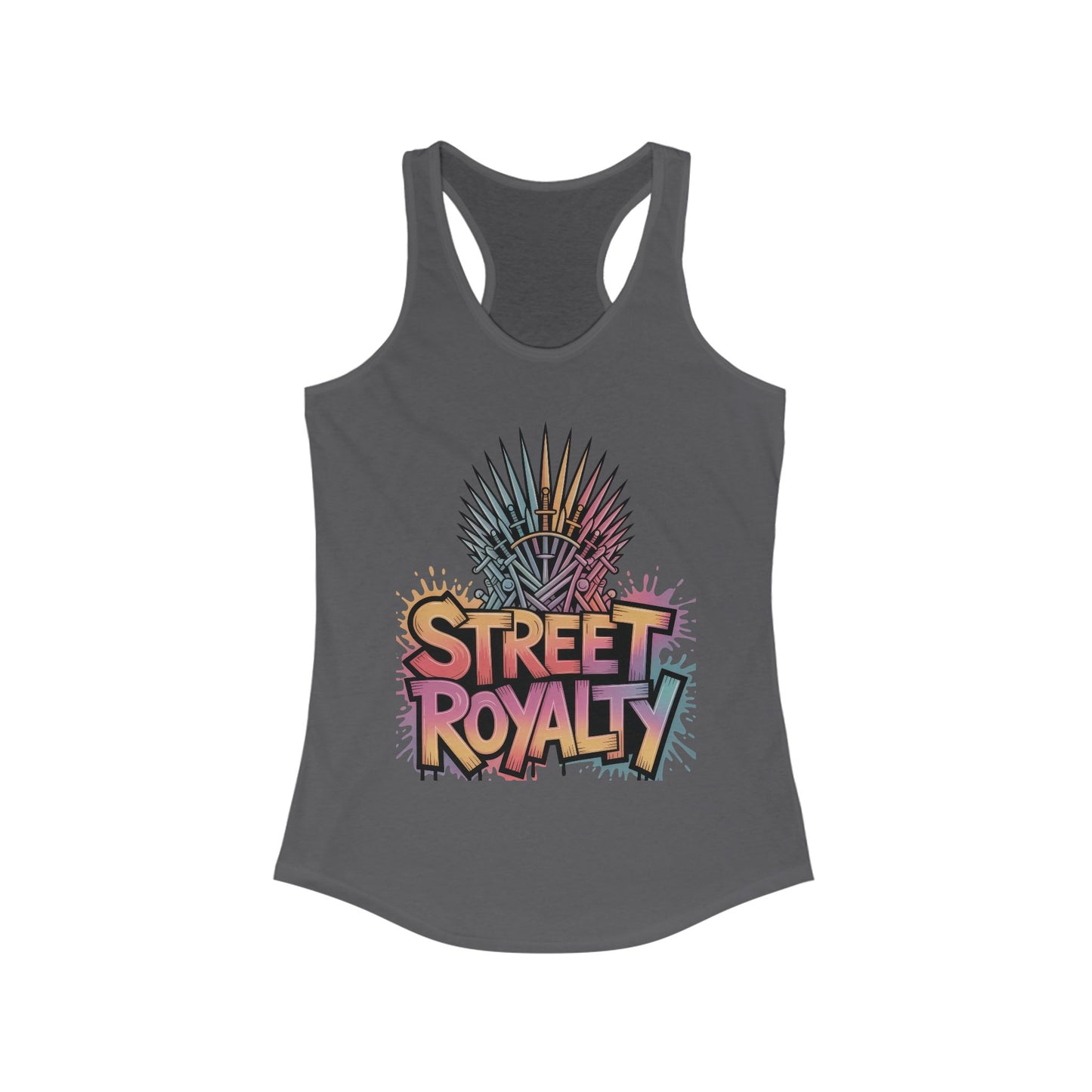Women's Ideal Racerback Tank, Street Royalty Women's Tank Top, Graffiti Crown Graphic Shirt, Urban Streetwear Sleeveless Skater Girl Top