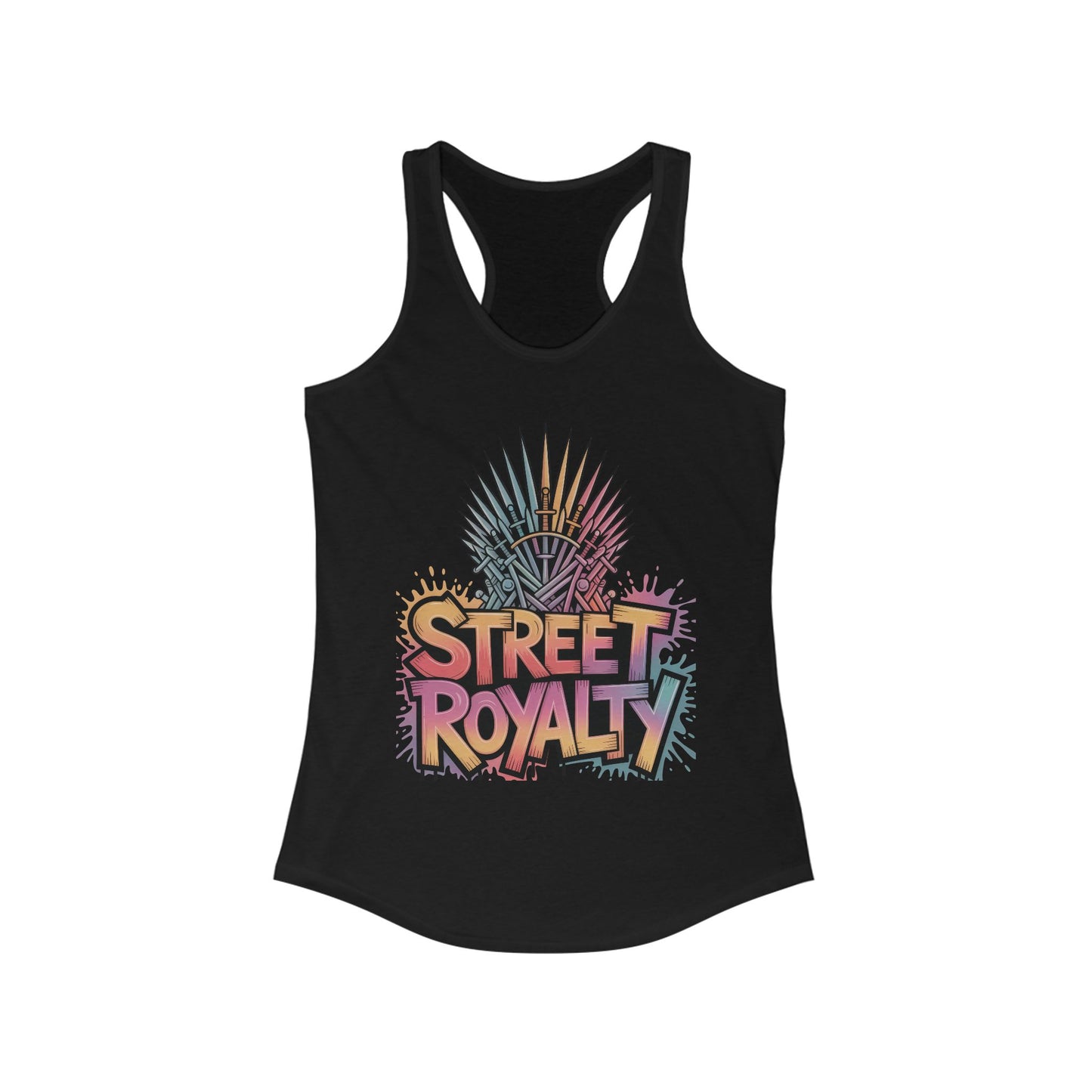 Women's Ideal Racerback Tank, Street Royalty Women's Tank Top, Graffiti Crown Graphic Shirt, Urban Streetwear Sleeveless Skater Girl Top