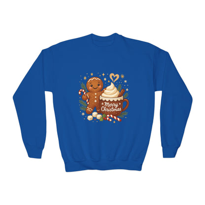 Gingerbread - Hot Cocoa Christmas Sweatshirt for Girls, Cozy Holiday Jumper, Youth Crewneck Sweatshirt