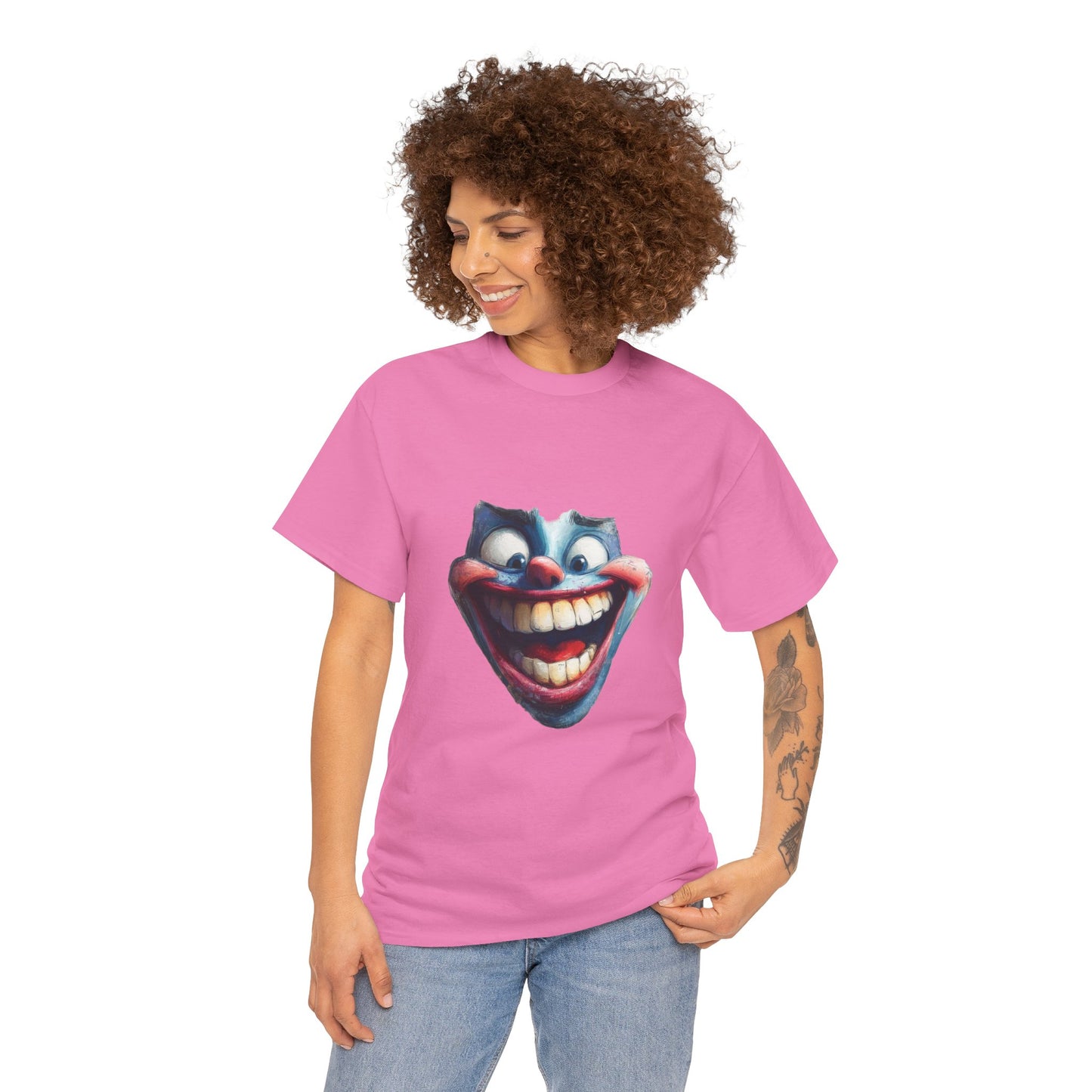 Funny Clown Face Unisex Heavy Cotton Tee, Creepy Clown Face T-Shirt, Humor T-Shirt,Clown Theme Shirt, Funny Horror Graphic Tee