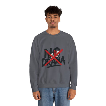 No Drama Mens Crewneck Sweatshirt, Casual Everyday Wear, Gift for Friends, Relaxed Vibes, Comfortable Fashion