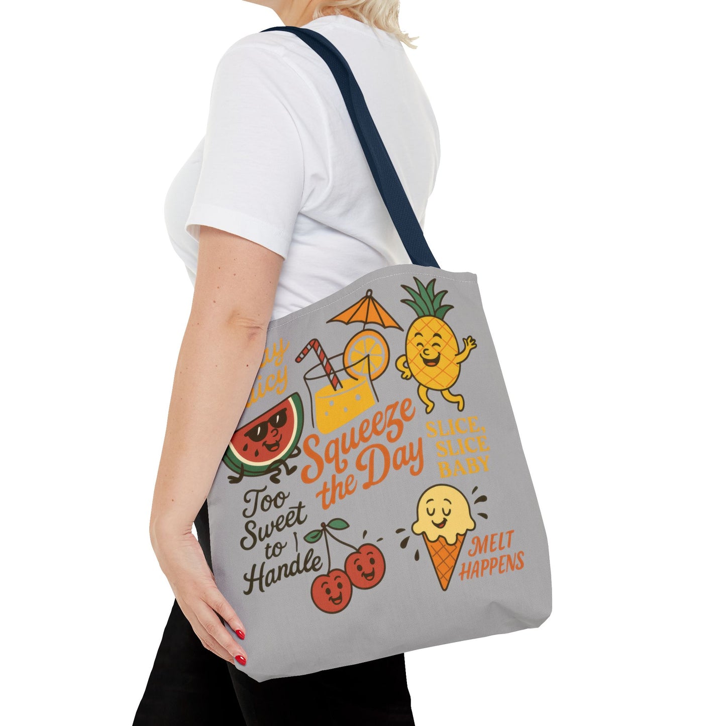 Juicy Summer Tote Bag, Fun Beach Carryall, Perfect for Grocery Shopping, Reusable Market Tote, Cute Gift for Fruit Lovers, Large Tote Bag