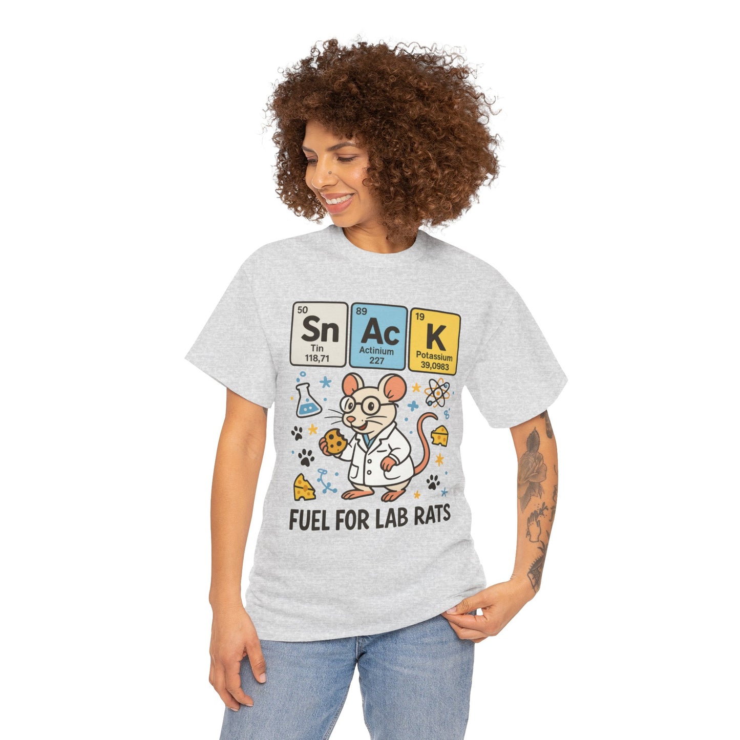 Funny Womens Science T-Shirt,Periodic Table Tee, Fuel for Lab Rats Nerdy Shirt, Gifts for STEM Lovers, Quirky Science Apparel