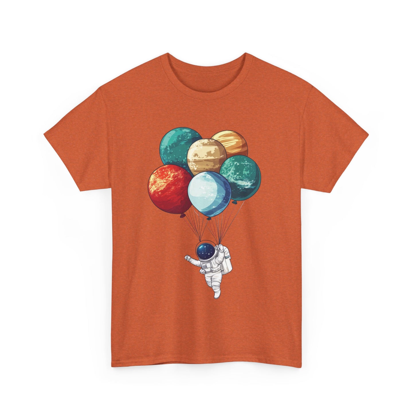 Astronaut with Planet Balloons T-Shirt, Space Lover Unisex Tee, Outer Space Graphic Shirt, Space Theme Shirt, Cosmic Adventure Top