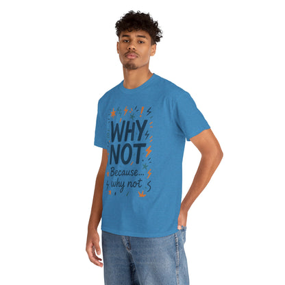 Why Not Mens Heavy Cotton Tee, Fun Motivational Graphic Tee, Casual Wear, Gift for Friends, Birthday Gift, Everyday Comfort