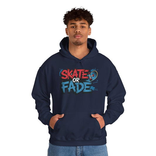 Skate Or Fade Men's Hoodie, Graffiti Skateboarding Pullover, Urban Streetwear Hoodie for Skaters