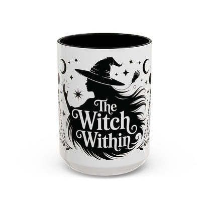 The Witch Within Mug, Minimalist Witchy Coffee Cup, Celestial Feminine Power Gift, Spiritual Boho Halloween Drinkware, Coffee Mug (11, 15oz)