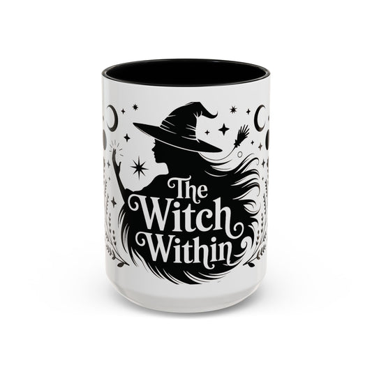 The Witch Within Mug, Minimalist Witchy Coffee Cup, Celestial Feminine Power Gift, Spiritual Boho Halloween Drinkware, Coffee Mug (11, 15oz)