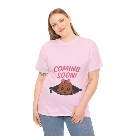 Coming Soon Maternity Tee, Cute Baby Girl Pregnancy Announcement Tee, Funny Expecting Mom Gift, Gender Reveal Tee, Baby Shower Top