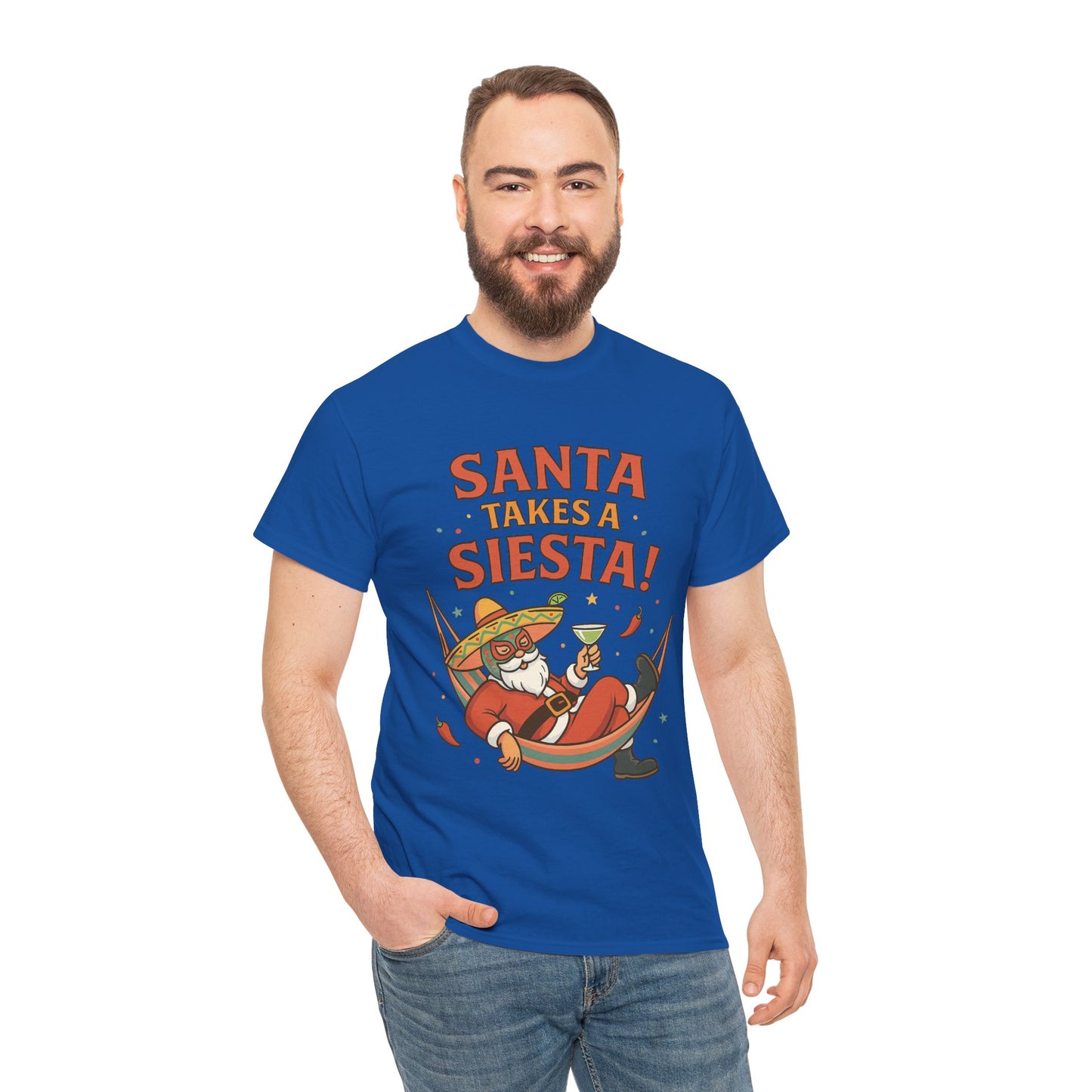 Santa Takes a Siesta Funny Christmas T-Shirt for Men, Mexican Santa Holiday Tee