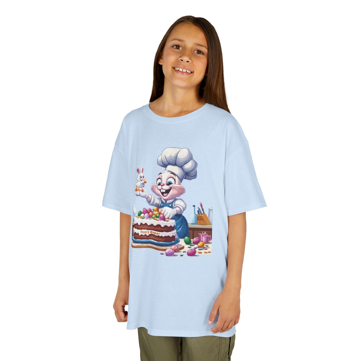 Pastry Chef Easter Bunny T-Shirt - Cute Spring Tee with Chef Bunny and Colorful Cake, Fun Holiday Gift for Kids and Bunny Lovers