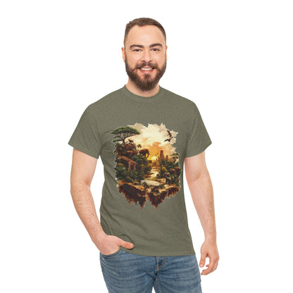 Safari Sunset Animal Print T-Shirt, Jungle Wildlife Graphic Tee , African Nature Unisex Heavy Cotton Shirt, Gift for Nature Lovers