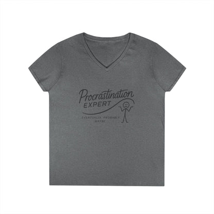 Procrastination Expert V-Neck T-Shirt, Funny Gift for Students, Lazy Days, Work from Home, Relaxing Apparel, Humor Shirt