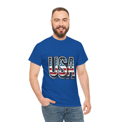 USA Patriotic Unisex Heavy Cotton Tee, American Pride Shirt, July 4th T-Shirt, Independence Day Apparel, Casual Summer Top
