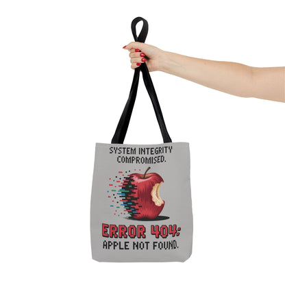 Error 404 Apple Tote Bag, Geek Tote, Funny Shopping Bag, Gift for Tech Lovers, Apple Lovers Tote, Digital Design Bag, Large Tote Bag, Weekender Bag, Beach Bag