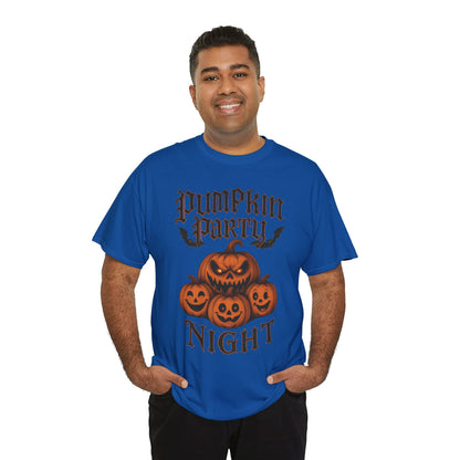 Pumpkin Party Night Men's Halloween T-Shirt, Scary Jack-O-Lantern Pumpkin Graphic Tee for Him