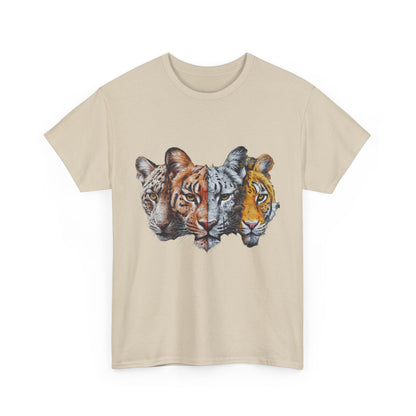 Wildlife Fusion Unisex Heavy Cotton Tee - Nature Lover's Apparel, Tiger Graphic Shirt, Animal Enthusiast Gift, Eco-Friendly Fashion
