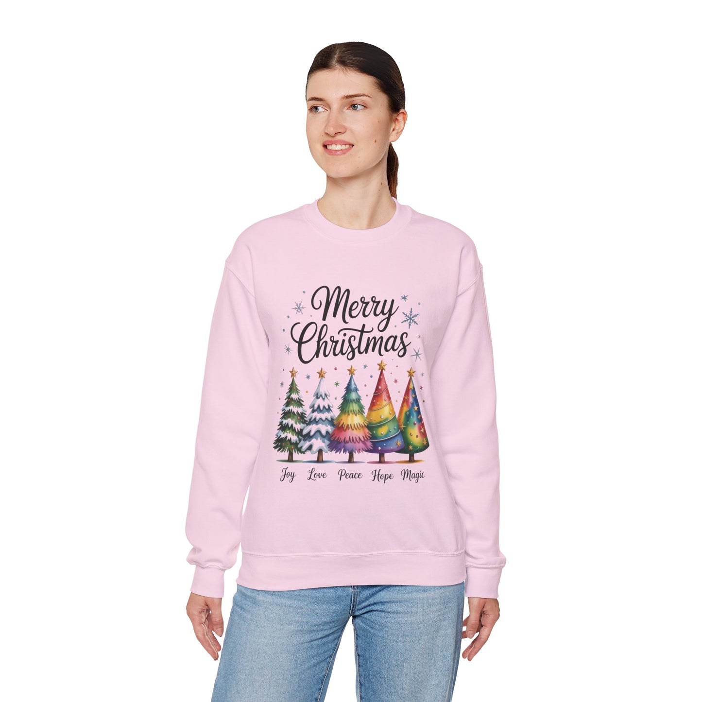 Merry Christmas Women's Sweatshirt, Joy Love Peace Hope Magic Pullover, Women's Heavy Blend™ Crewneck Sweatshirt