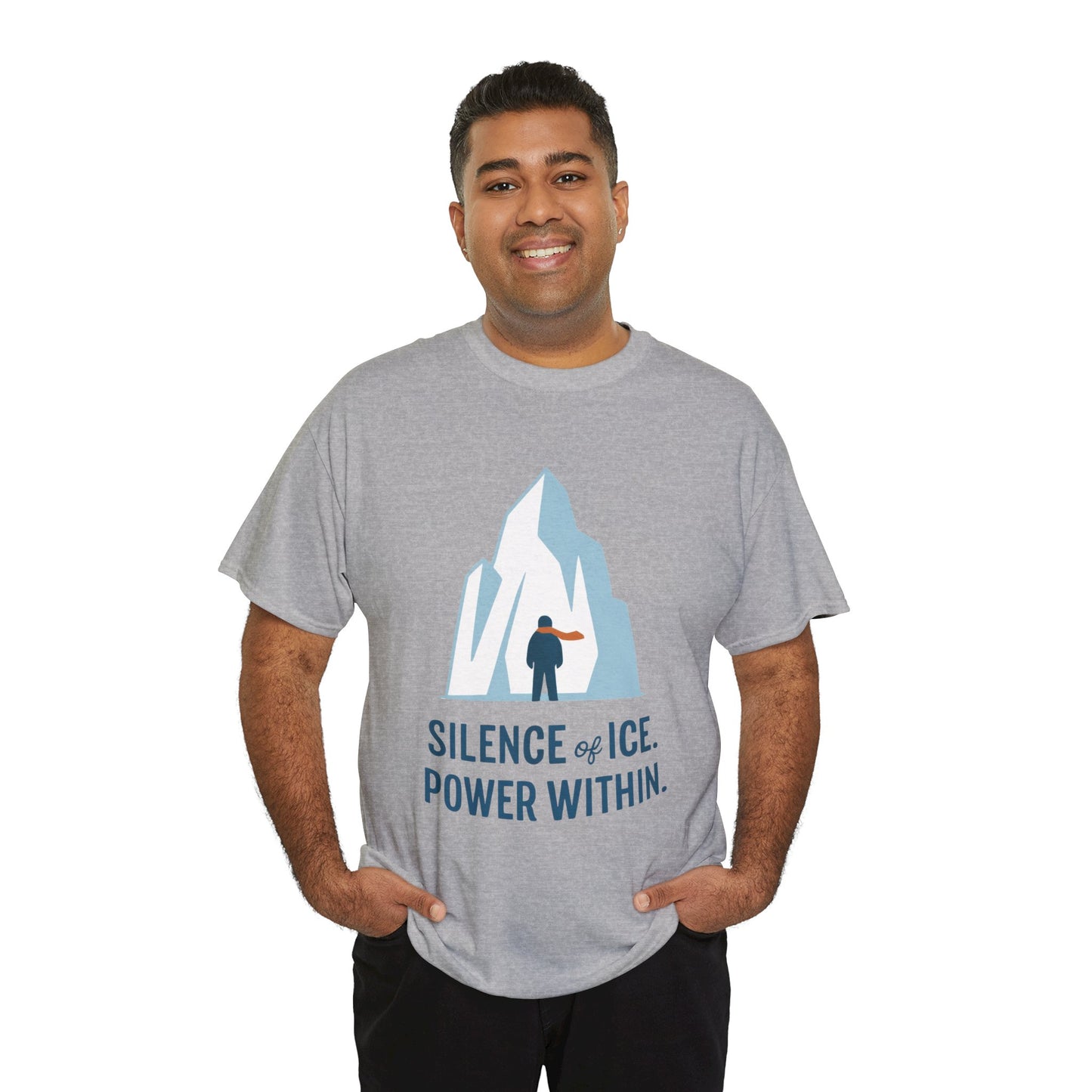 Silence of Ice Power Within Mens T-Shirt,  Minimalist Nordic Iceberg Graphic Tee