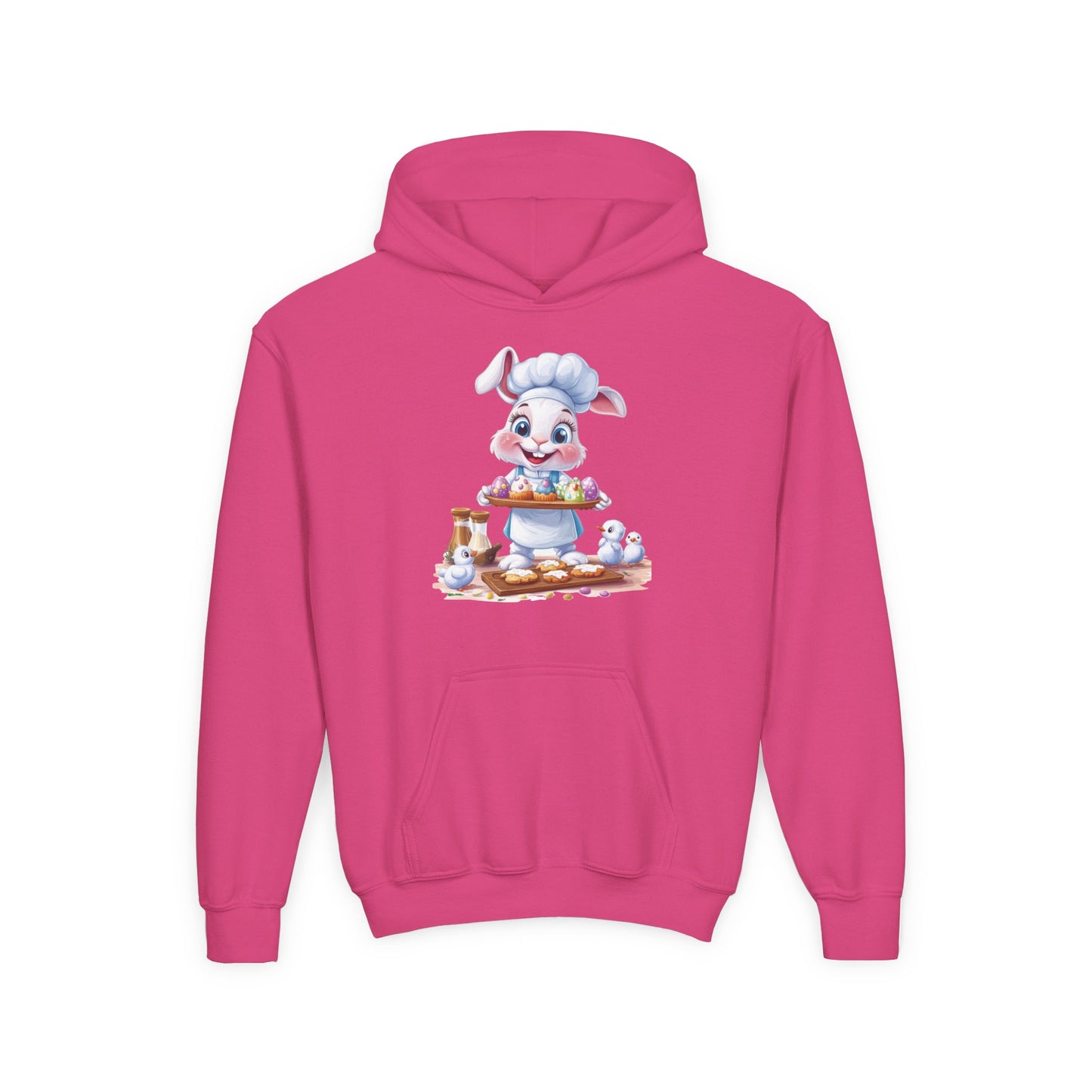 Easter Chef Bunny Hoodie for Kids, Cute Baker Bunny, Fun Holiday Outfit, Youth Spring Sweatshirt, Easter Gift, Bunny Design Hoodie