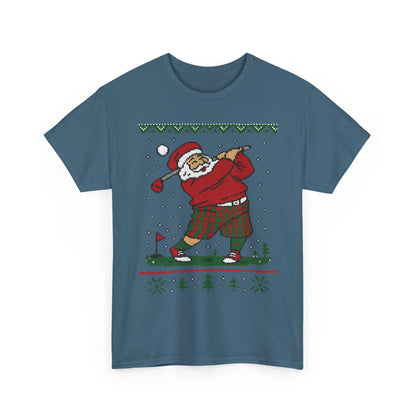 Funny Golfing Santa Christmas T-Shirt, Ugly Christmas Golf Shirt for Men, Holiday Golf Player Tee