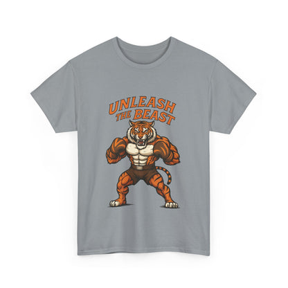 Unleash The Beast Tiger Gym Shirt, Mens Workout T-Shirt, Bodybuilding Motivation Tee, Fitness Muscle Tiger Graphic, Strong Beast Gym Top