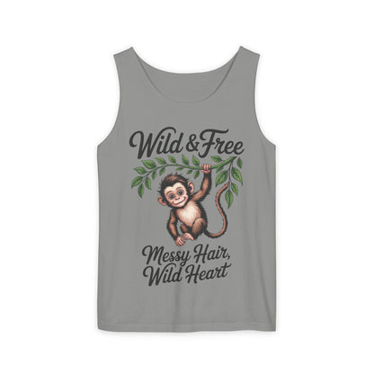 Wild & Free Monkey Tank Top, Messy Hair Wild Heart Womens Tank, Cute Jungle Animal Shirt, Boho Adventure Tank, Fun Nature Lover Gift