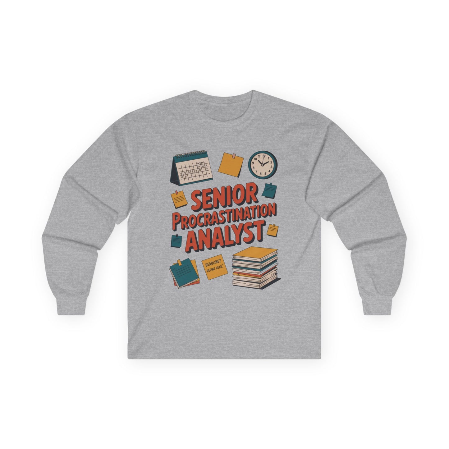 Senior Procrastination Analyst Long Sleeve Tee, Funny Work Shirt, Gift for Analysts, Office Humor Shirt, Meme Shirt, Motivation Apparel