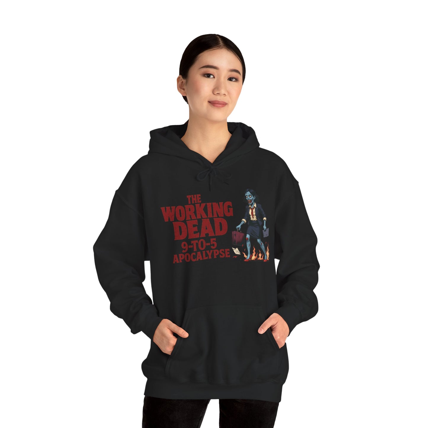 The Working Dead 9-to-5 Apocalypse Hoodie, Women's Horror Office Zombie Sweatshirt, Halloween Zombie Top, Halloween Work Top