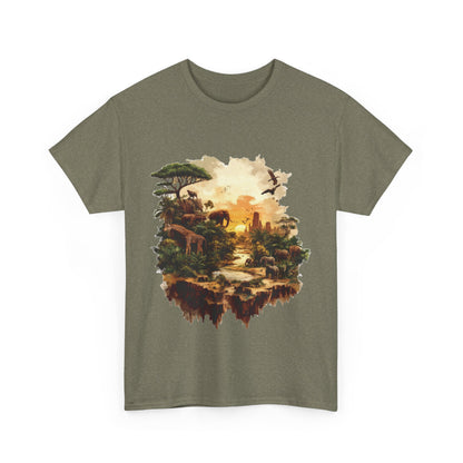 Safari Sunset Animal Print T-Shirt, Jungle Wildlife Graphic Tee , African Nature Unisex Heavy Cotton Shirt, Gift for Nature Lovers