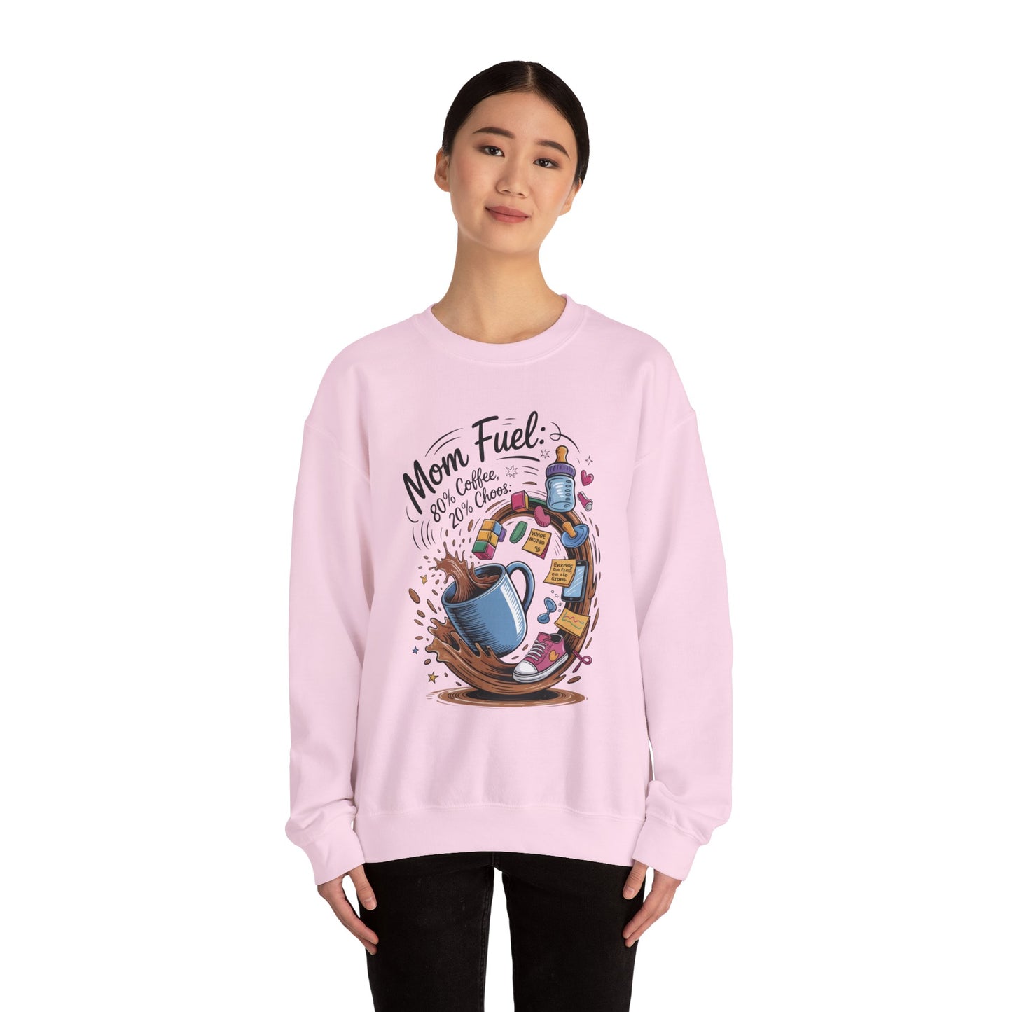 Mom Fuel Unisex Crewneck Sweatshirt, Perfect for Coffee Lovers, Gifts for Moms, Cozy Casual Wear, Funny Graphic Sweatshirt, Mother's Day