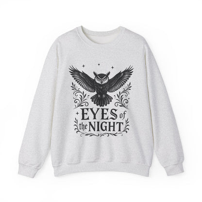 Eyes of the Night Owl Sweatshirt, Mens Dark Gothic Sweatshirt, Mysterious Owl Graphic Pullover, Forest Bird of Night Design, Halloween Gift