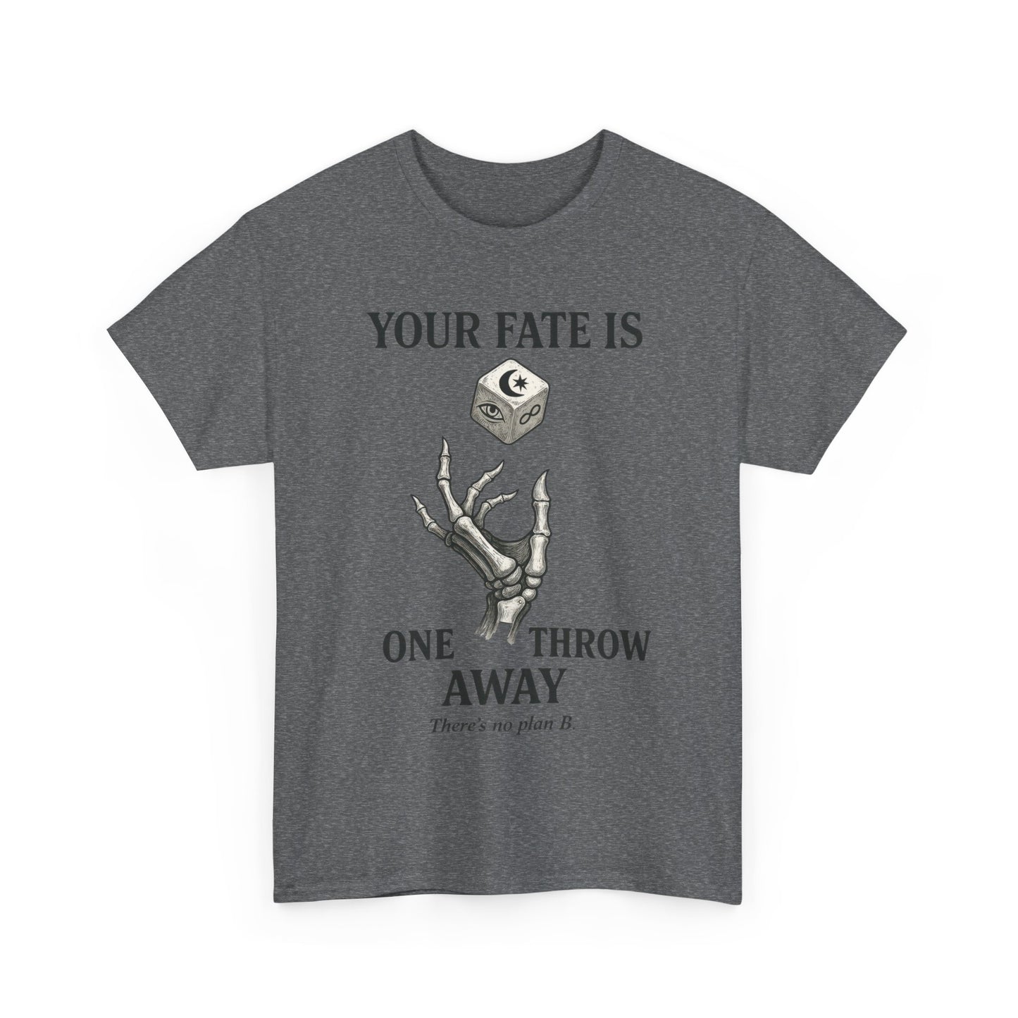 Your Fate Mens Heavy Cotton Tee, Skeleton Dice Graphic T-Shirt, Trendy Gift for Gamers, Gambling Tee, Unique Quote Apparel