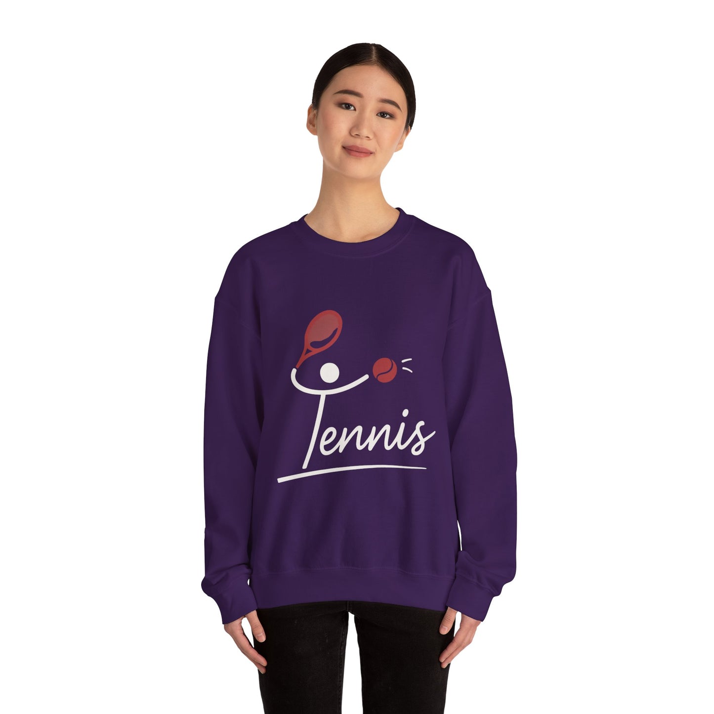 Womens Heavy Blend™ Crewneck Sweatshirt, Womens Tennis Sweatshirt, Cute Sports Graphic Pullover, Workout Gym Activewear Top