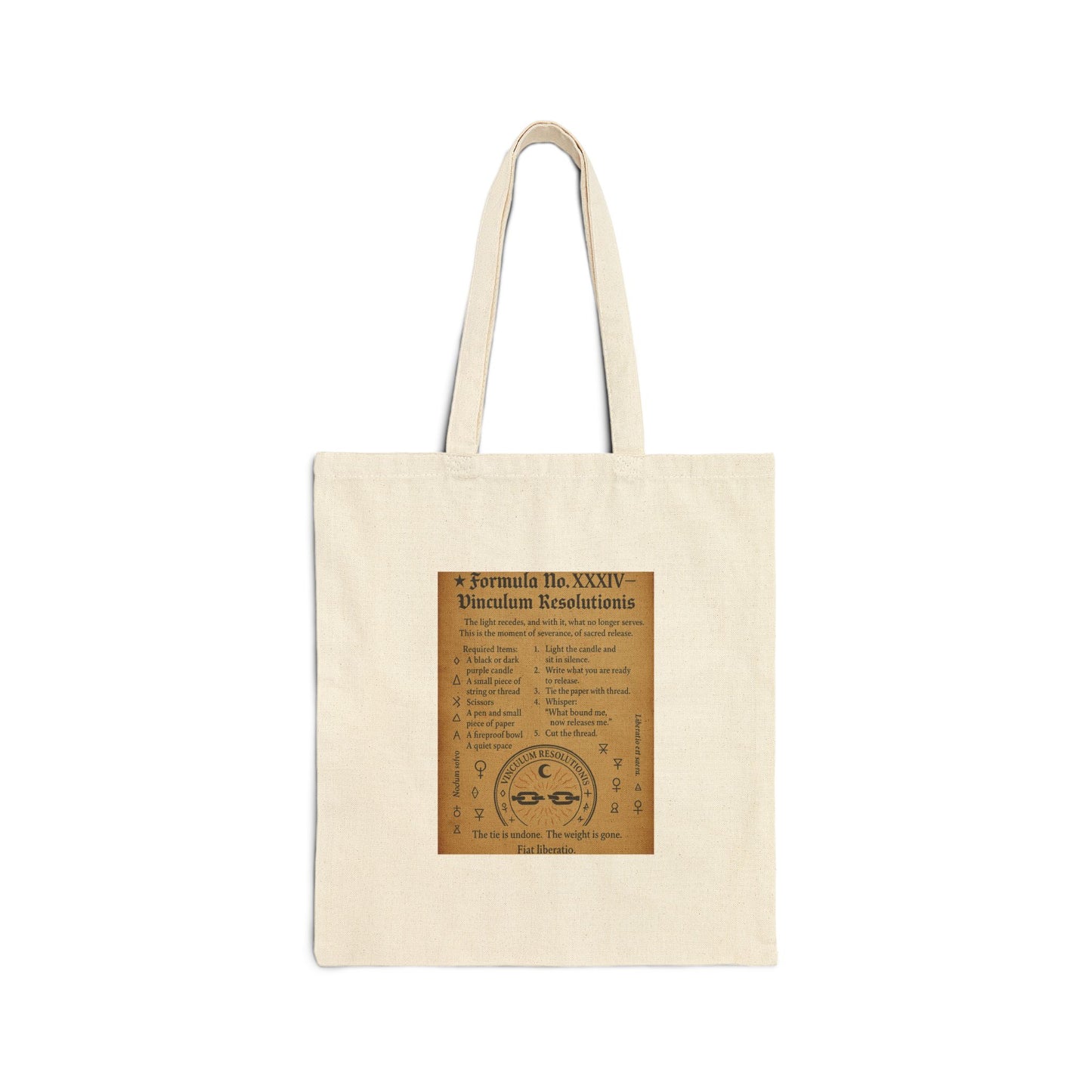 Ancient Grimoire Style Tote Bag, Last Quarter Moon Spell, Letting Go Ritual, Boho Style Tote, Natural Canvas Bag, Unique Gift