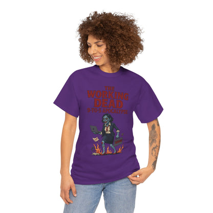 The Working Dead 9-to-5 Apocalypse Women's T-Shirt, Horror Office Zombie Top, Halloween Office Humor