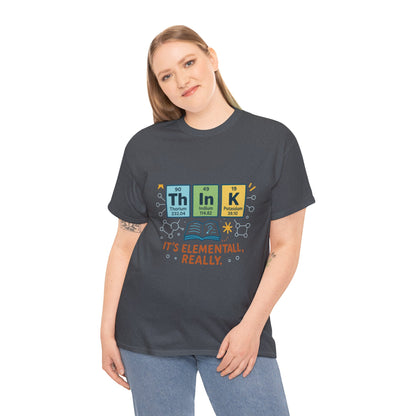 Smart Womens Science T-Shirt, THINK Periodic Table Tee, Funny Elemental Nerd Gift for Her, Graphic Tee for Science Lovers