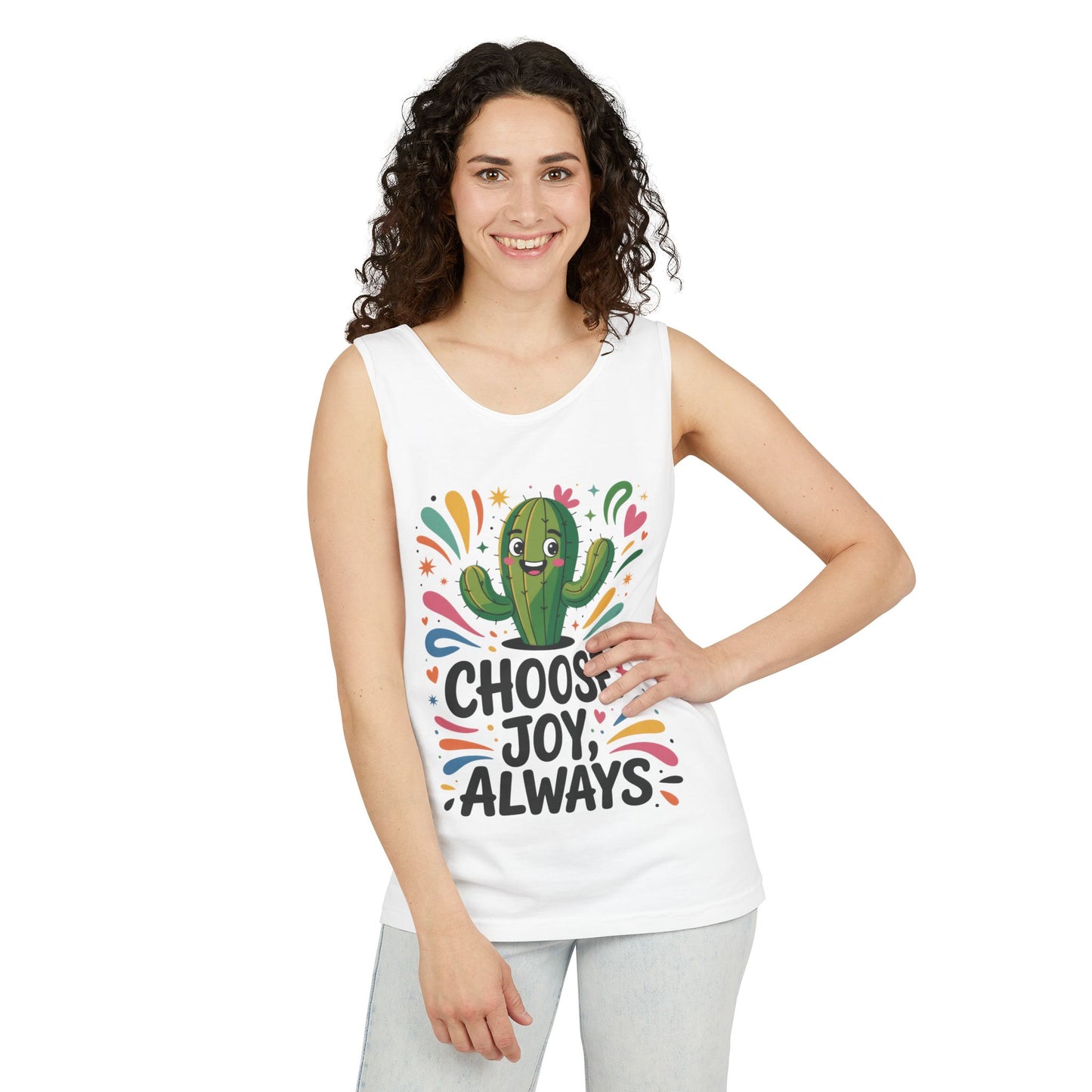 Joyful Cactus Womens Tank Top, Choose Joy Always, Summer Tank, Casual Wear, Gift for Friends, Trendy Top, Vacation Outfit
