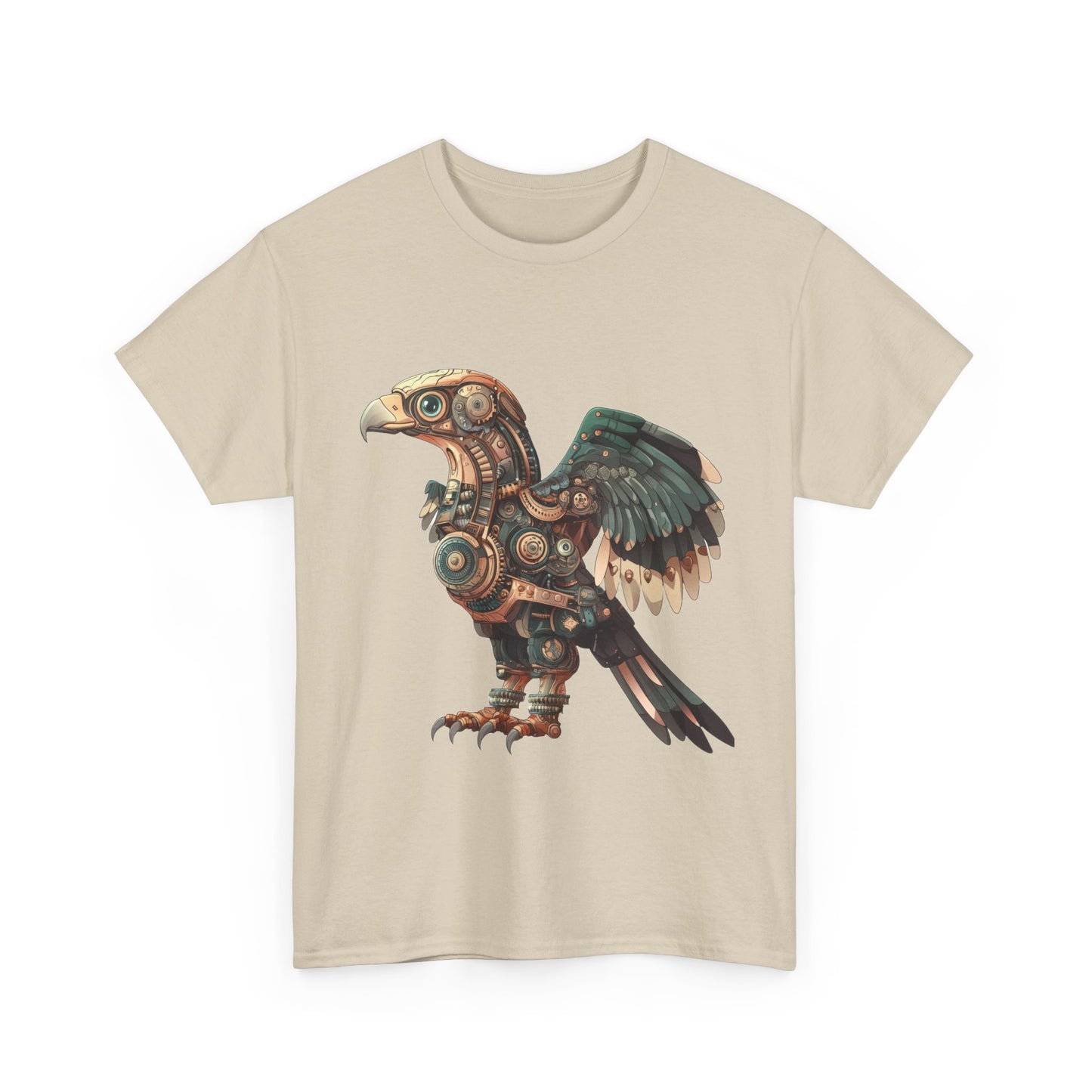 Steampunk Eagle Mens Tee, Cotton Tee with Mechanical Bird Design, Vintage Graphic Shirt, Gift for Bird Lovers, Unique Art Apparel